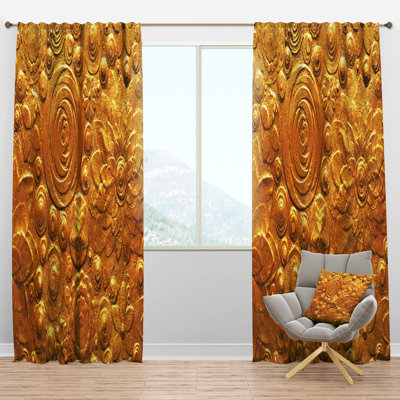 Embossed golden flowers - Modern Velvet Curtain - Room darkening - 1 panel