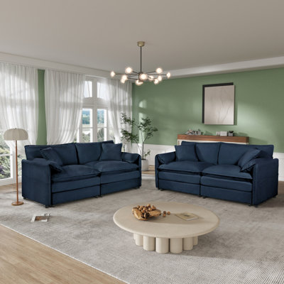 Ensemble de causeuse surdimensionnée moderne en chenille 2 pièces Elara
