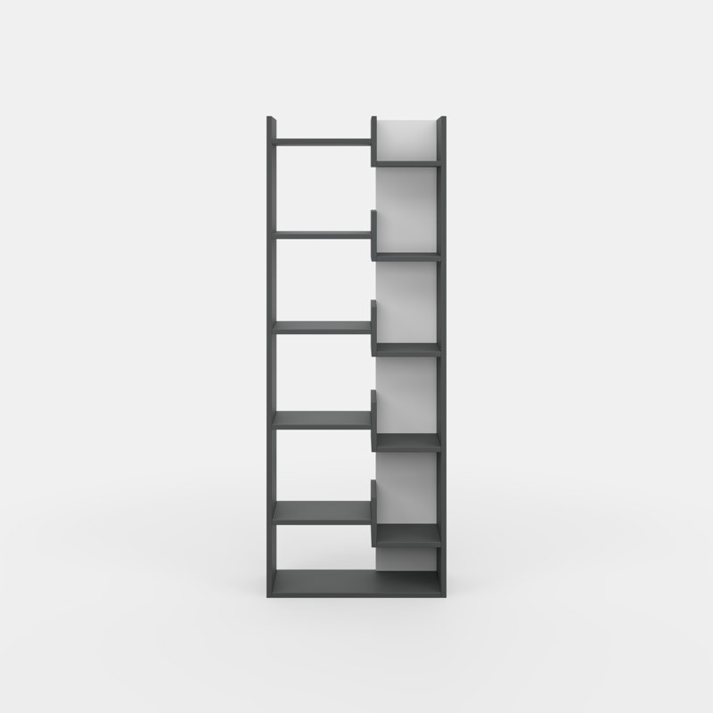 Bibliothèque géométrique Sinquefield H 64,17 "x l 23,82", Blanc / gris anthracite