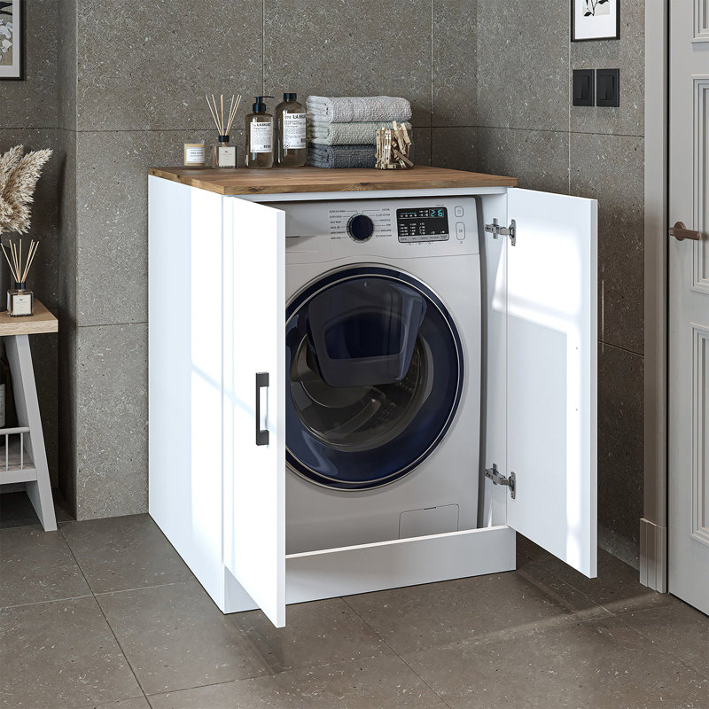 Manufactured Wood Laundry Room Organiser, White/Oak