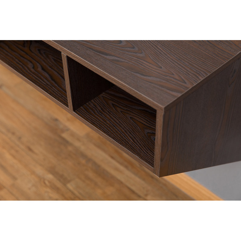 Bureau d'ordinateur Basicwise avec tablettes de rangement Table d'ordinateur portable flottante pour bureau à domicile ou poste de travail pliable avec compartiments pour livres