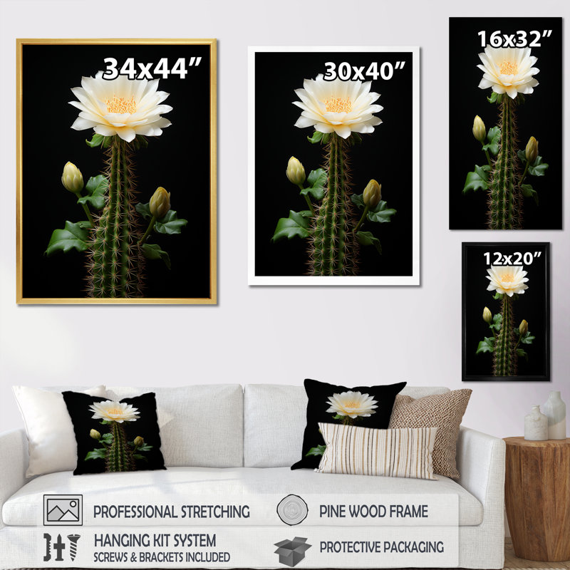 «Cactus Ivory Isolation II», reproduction sur toile, H 32 po x l 16 po x P 1 po, Toile tendue