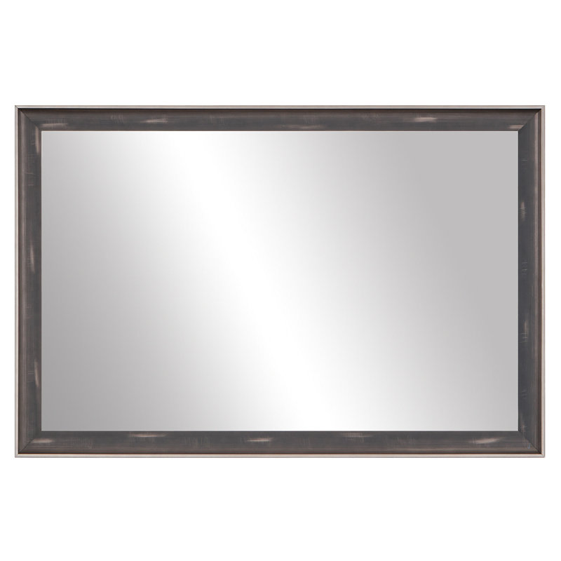 Warren Wood Framed Mirror with Safety Backing Ideal for Bathroom / Vanity Mirror, Antique Pewter, 28" x 36"