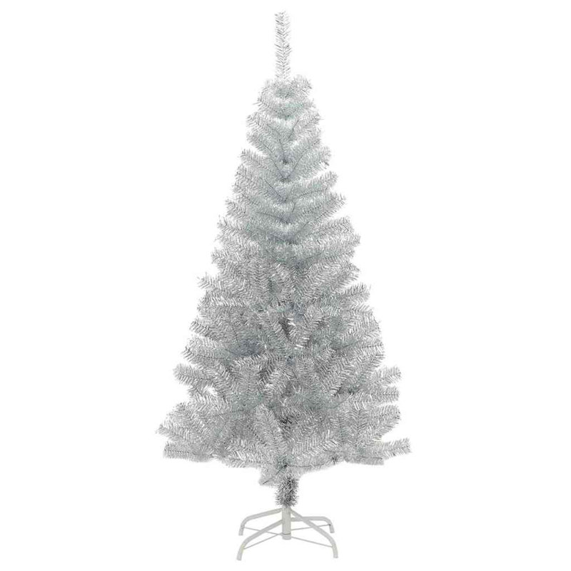 vidaXL Christmas Tree with 150 LEDs with Stand Silver PET, 4.92 ft