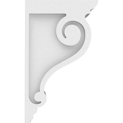 3"W x 6"D x 10"H Standard Scroll Signature Urethane Corbel, Primed Tan