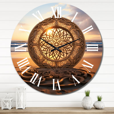 Horloge murale majestueuse mandala sur la plage