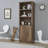 1 Doors Bookshelf With USB Port And 3 Open Shelves Bookcase Side Cabinet Storage Shelves, Rustic Brown