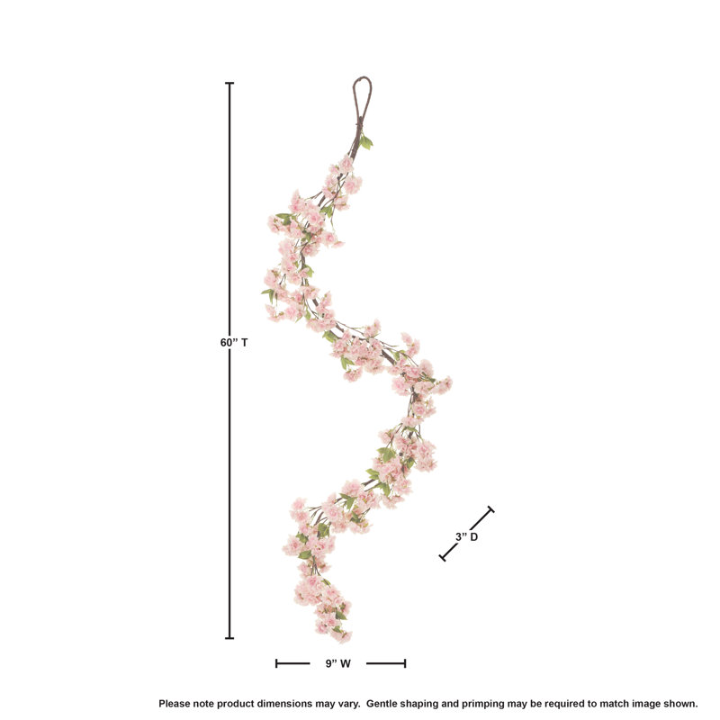 Guirlande de fleurs de cerisier artificielles 60 po, Rose
