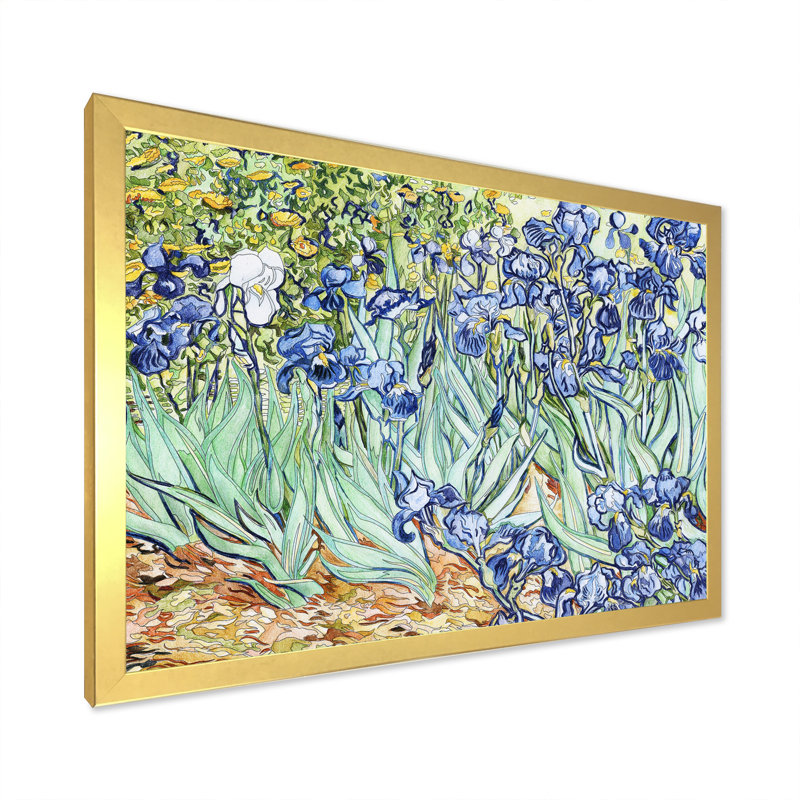 «Modern Irises Vincent Van Gogh», reproduction sur toile flottante, H 24 po x l 36 po x P 1 po, Encadrement doré