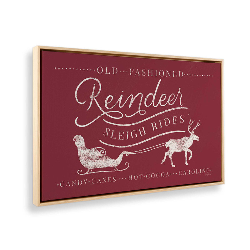 «Classic Reindeer Sleigh Rides», impression sur toile encadrée, Encadrement brun, H 8,75 po x l 12,75 po x P 1,75 po