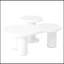 Ensemble de 2 tables basses gigognes faciles à assembler, de couleur crème avec une petite table d'appoint ronde, une table centrale irrégulière avec des pieds épais pour le salon, blanc, 39,3 po x 13,7 po, 15,7 po