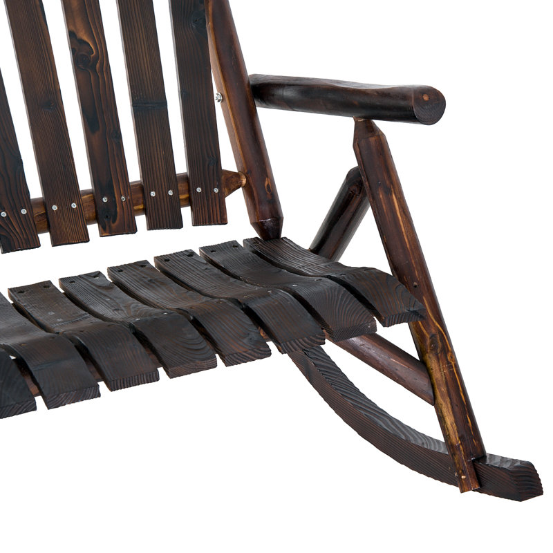 Traditional Rustic Adirondack Rocking Chair - Thick Firwood Patio Chair With Wide Seat & High Backrest
