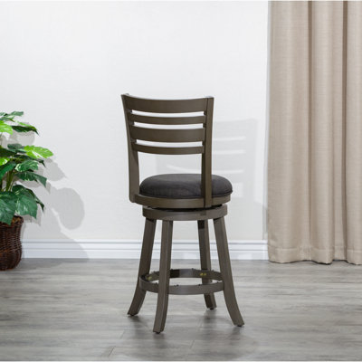 Tabouret à dossier à lattes de 24 po de couleur gris patiné et gris anthracite