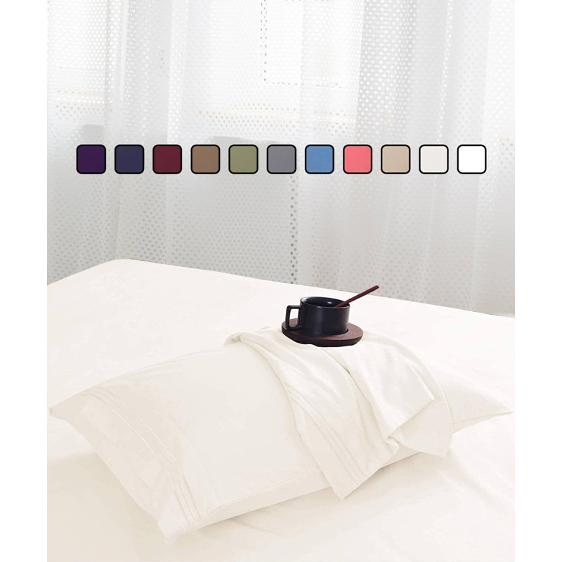 Ensemble de draps Greeny Green Luxury, Ivoire, Taie d'oreiller taille double