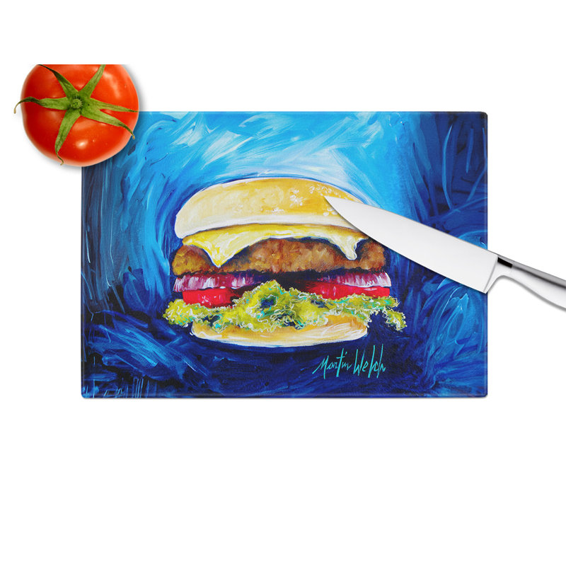 Planche à découper en verre «I Want Mine Dressed Hamburger»