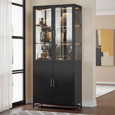 Vitrine industrielle en métal avec éclairage à DEL, vitrine en tôle pour bureau à domicile