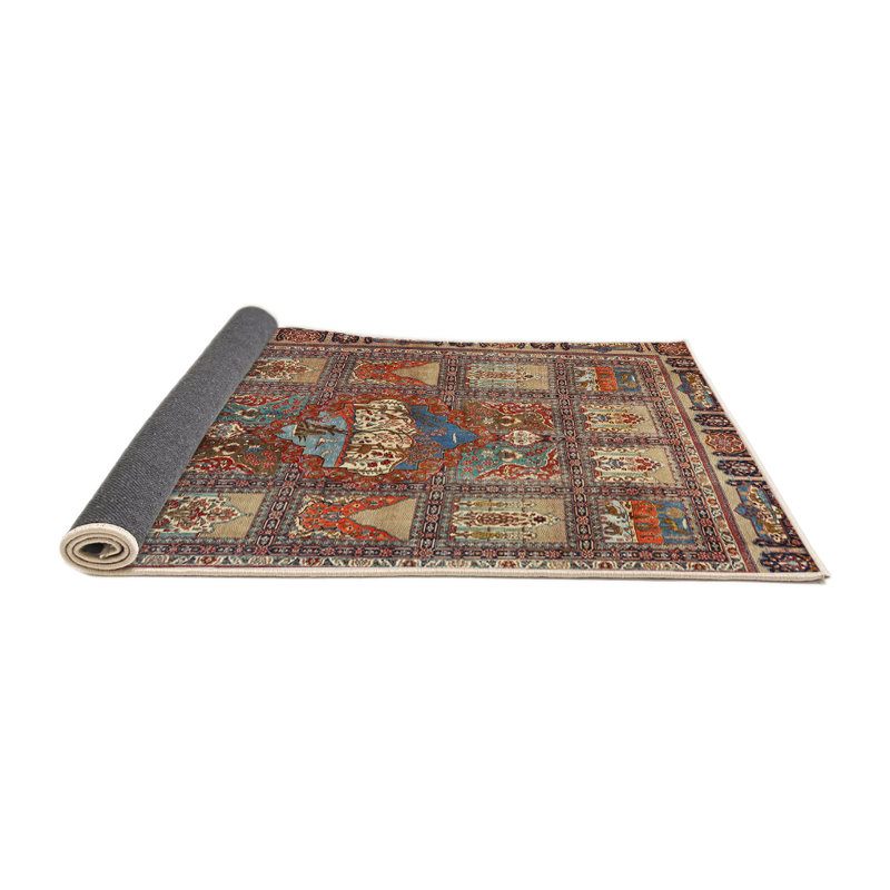 Tapis géométrique brun / beige, Rond 6 pi