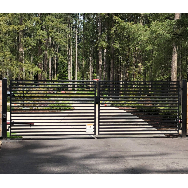 Automated Steel Dual Swing Driveway Gate and Gate Opener Complete Kit – MILAN Style – ETL Listed, 12ft. W x 6 ft. H