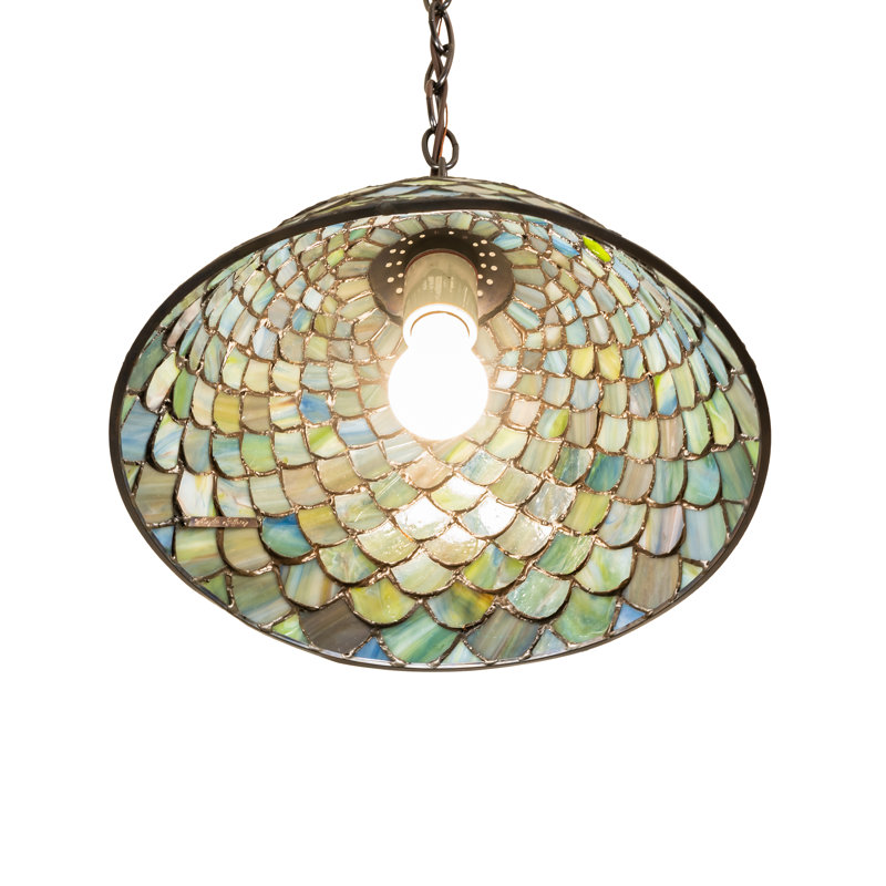12" Wide Tiffany Fishscale Pendant