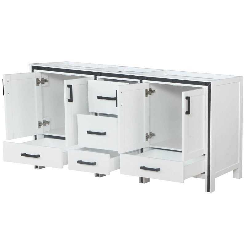 Meuble-lavabo double D 22 po, H 34,38 po x l 21,38 po x P 72 po, Blanc