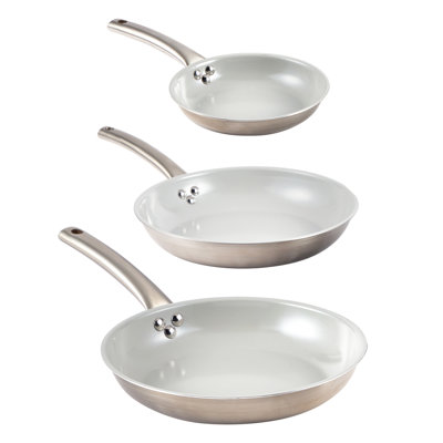 3pc 8/10/12in 2-Ply Aluminum Gray Ceramic Fry Pan Set