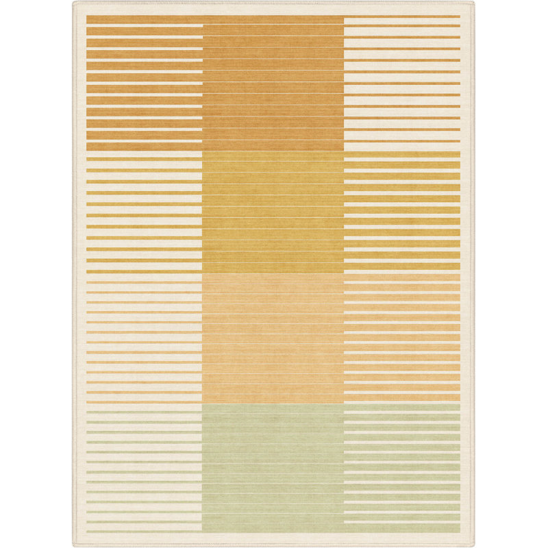 Kehr Modern Geometric Yellow Multi Art Flatwoven Rug – Easy Clean & Durable, Rectangle 5' x 3'3"