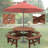 8 Person Wooden Picnic Table With Built-in Benches, Outdoor Dining Set, 2220 Lbs Capacity