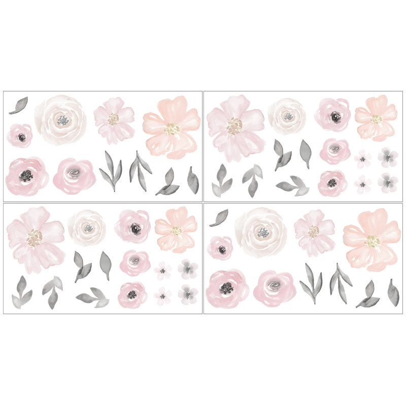 Adhésif décoratif aquarelle, Gris / Rose