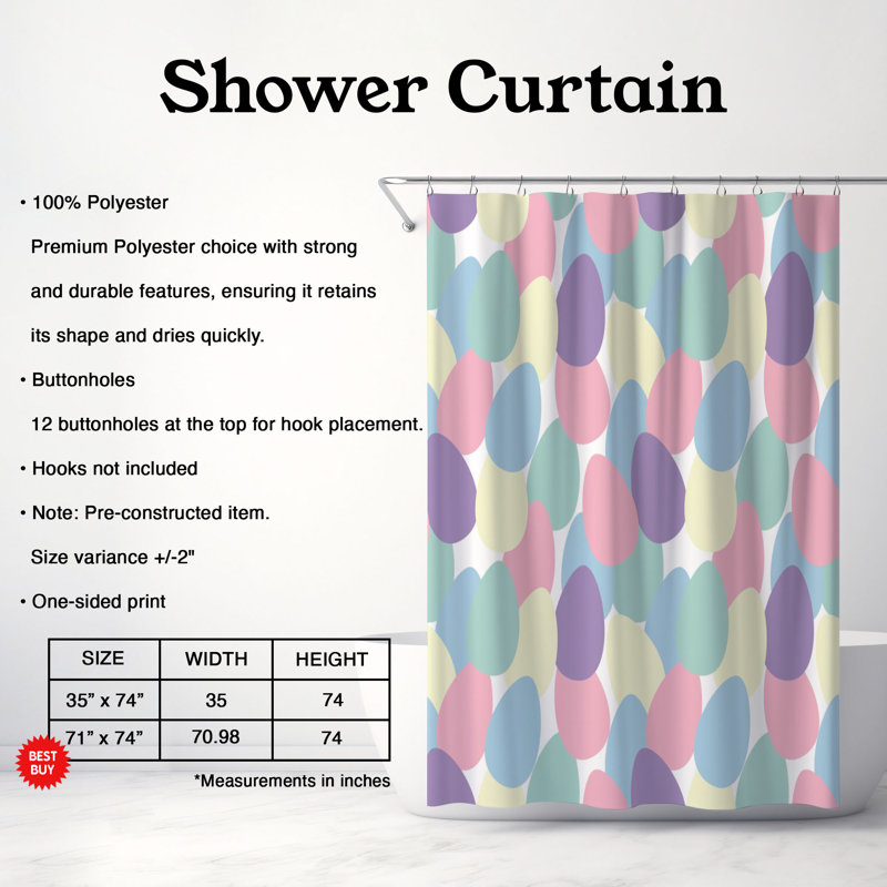 Rideau de douche standard 1 pièce Pastel Spring, H 74 po x l 71 po