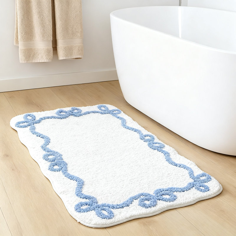 Mignon tapis de bain arc, tapis de salle de bain ultra doux et absorbant antidérapant (bleu), Bleu