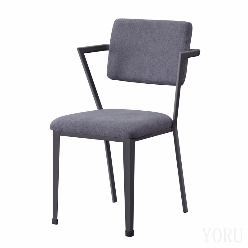 Chaise de bureau rembourrée grise à dossier ouvert, Gris, Gris