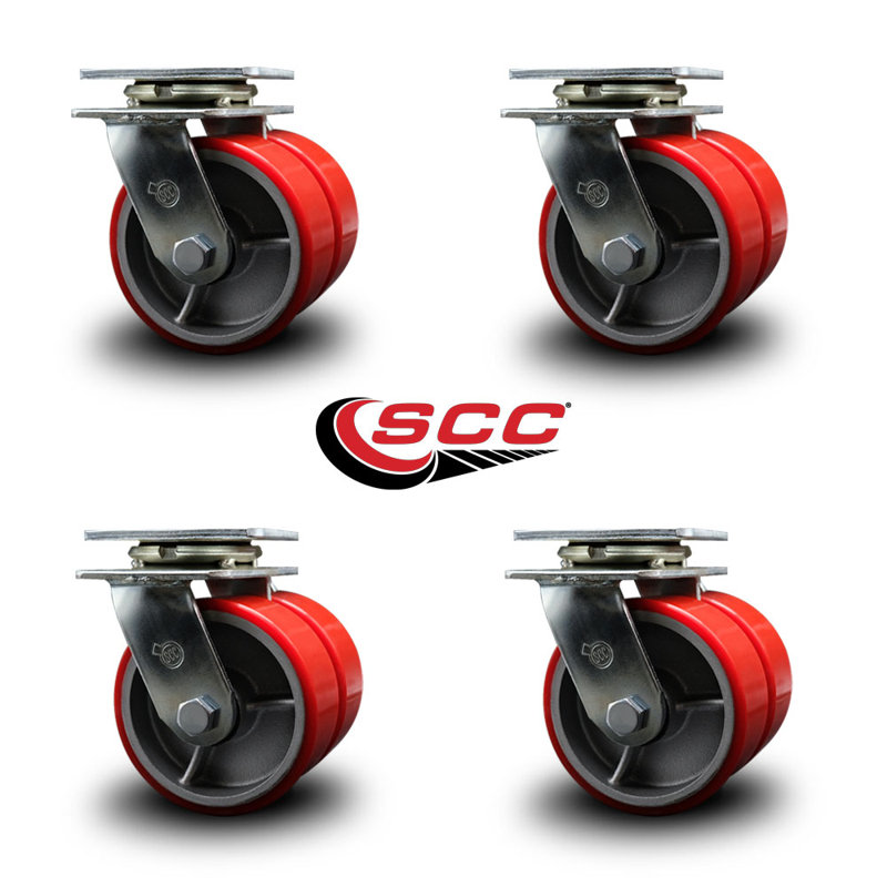 Ensemble de roulettes pivotantes doubles en poly sur roulettes 5 pouces avec roulettes