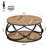 31.5" Round Coffee Table With Storage Shelves, 2-Tier Rustic Circle Center Table With Sturdy Metal Frame For Living Room, Small Space, Brown-1474506380