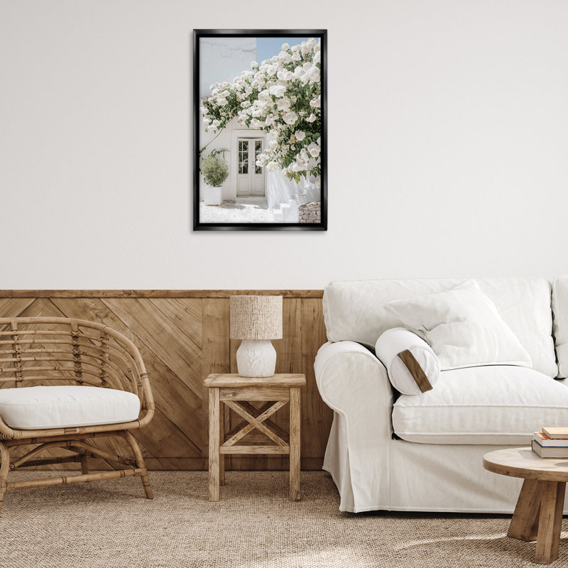 «White Architecture Garden», toile flottante encadrée noire par RB, Cadre flottant noir de jais, H 31 po x l 21 po