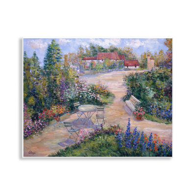 "Spring Garden Benches", art mural sur bois par Alexi Fine