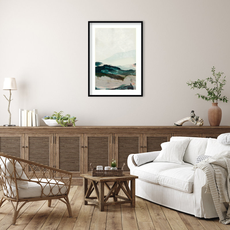 «Cleve Mountains No 2» par Dan Hobday, impression sur bois encadrée, Cadre noir, H 41 po x l 30 po