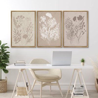 Fleurs sauvages, reproduction sur toile 3 pièces