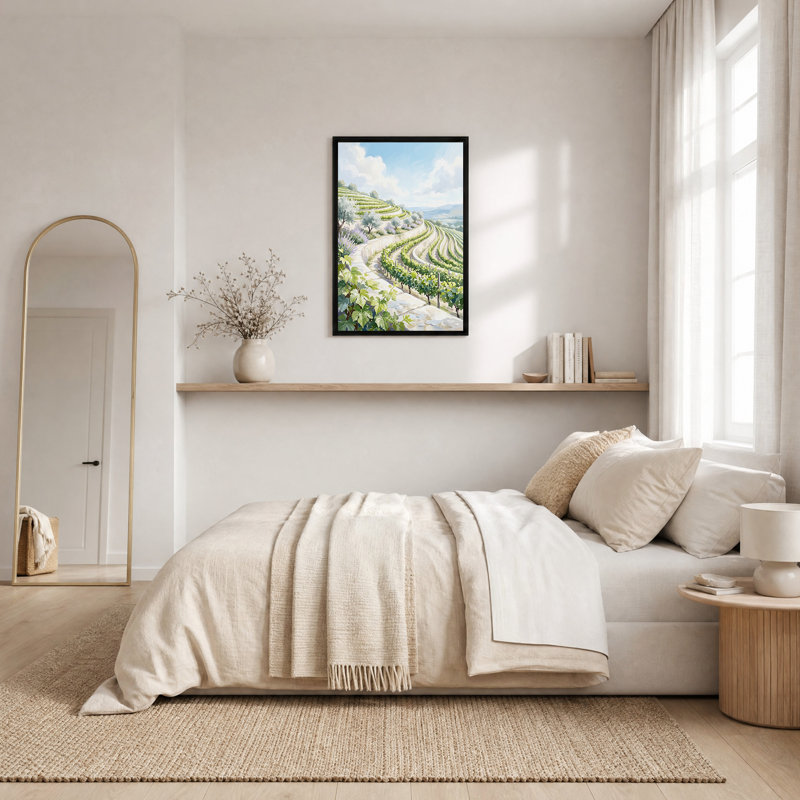 Art mural sur toile en pierre avec terrasses de vignes, H 24 po x l 16 po