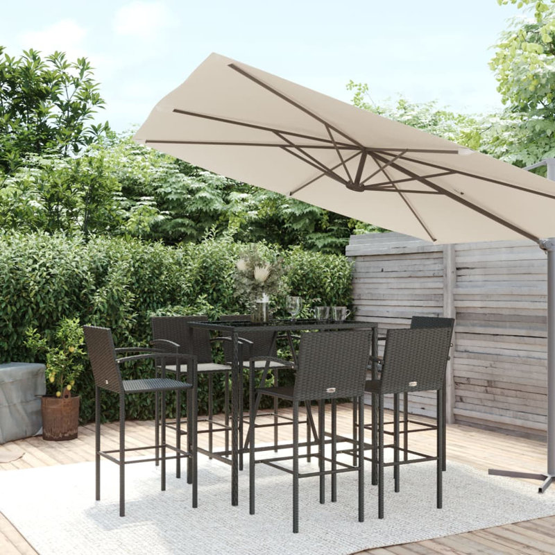 Ensemble de bar Cott Latitude Run® avec matériau extérieur en osier, Noir