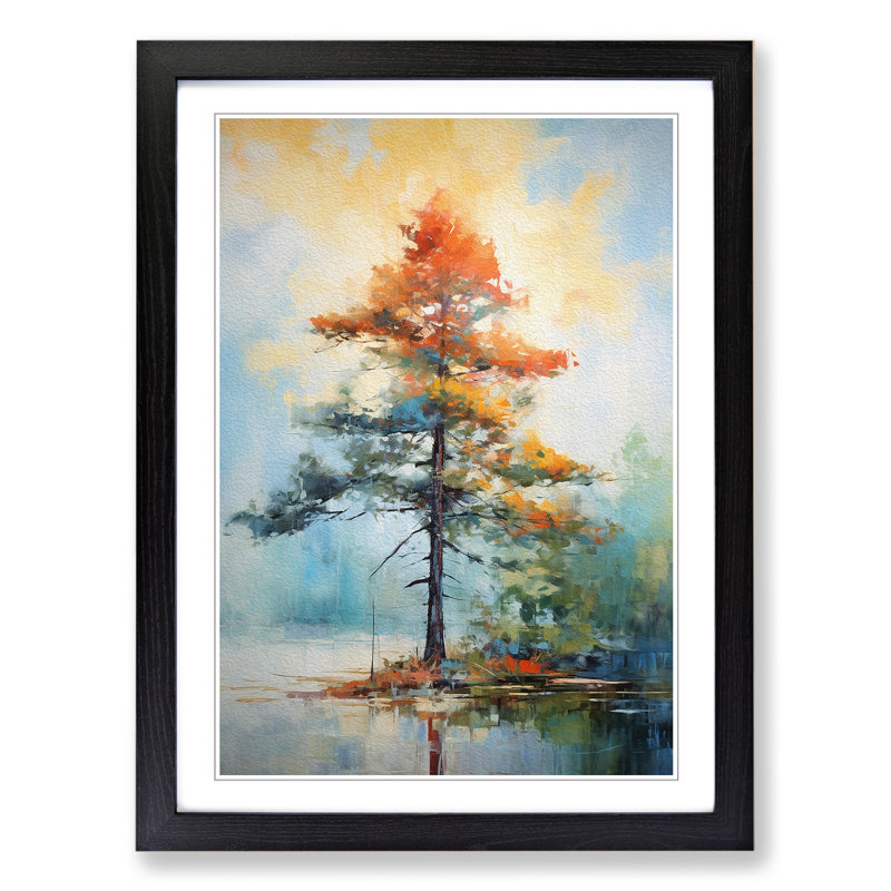 Pine Tree Impressionism Framed Print, Black Framed, 34cm H x 25cm W x 2cm D