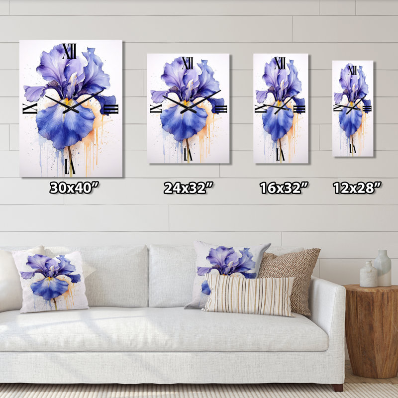 Horloge murale mauve et grise Iris Impressions II, Grand