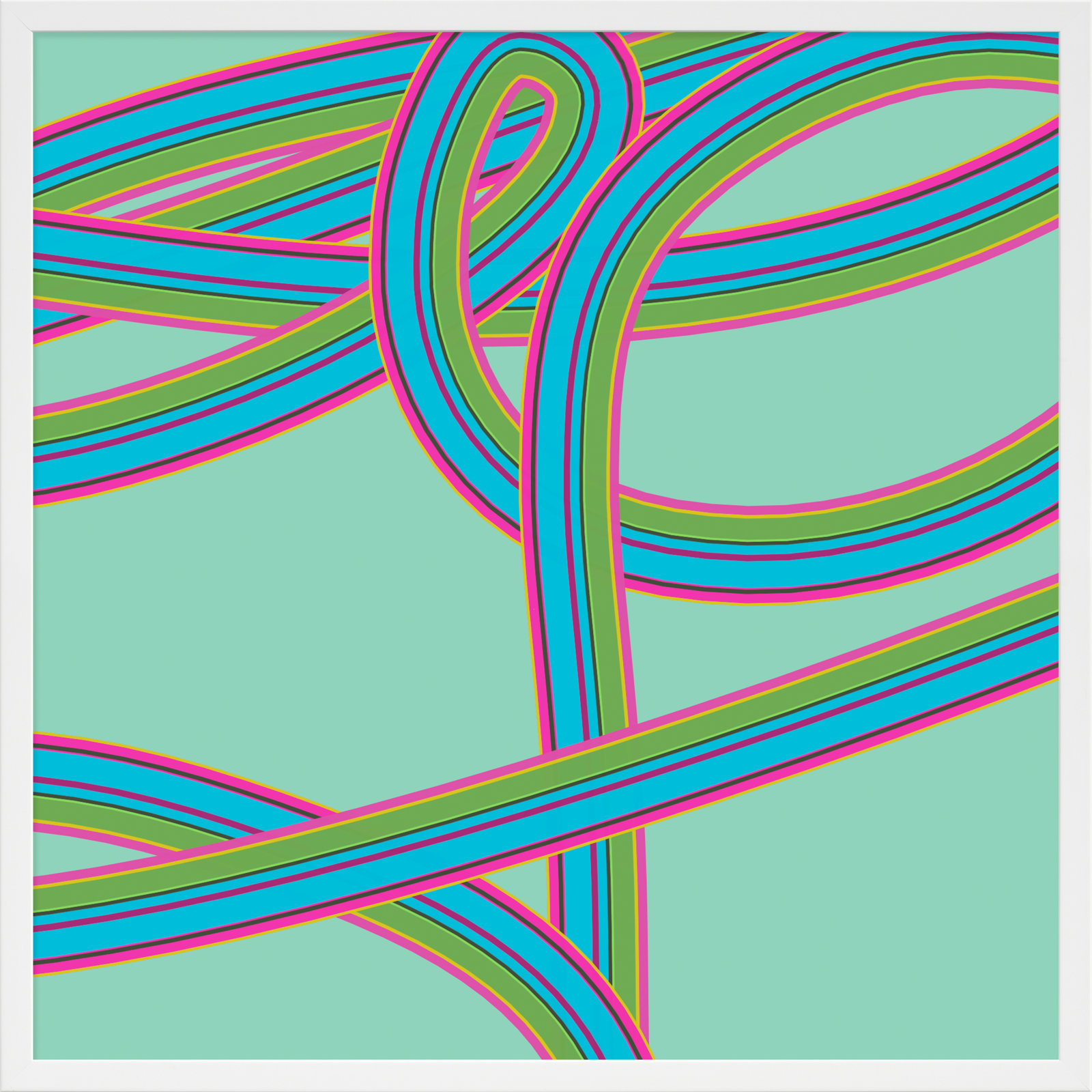 Turquoise Twist by Jacques Pilon, 24" H x 24" W x 1.25" D, White