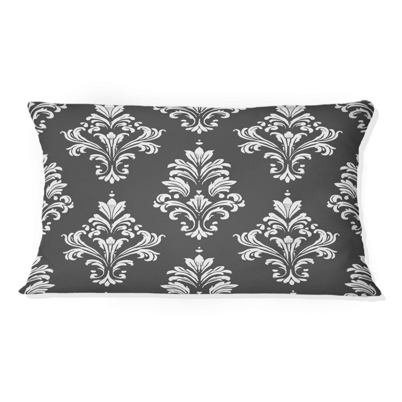 Motif damassé gris et blanc I - coussin lombaire transitionnel