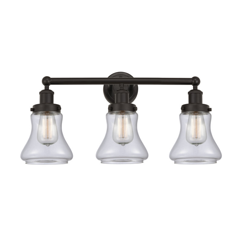 Éclairage pour meuble-lavabo à 3 lumières à intensité variable Asadbek, Transparent, Bronze huilé