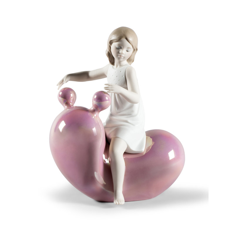 My Seesaw Balloon Girl Figurine, White/Pink