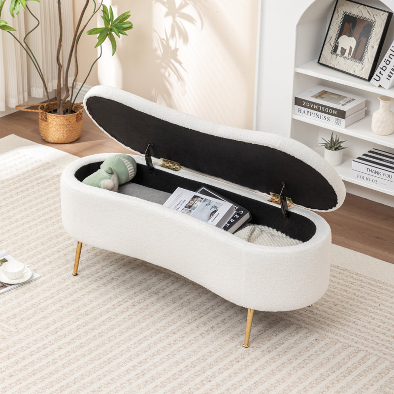 Kaybree Upholstered Storage Bench, White