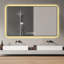 48X32 Black Frame Wall Mirror  With Rounded Corners Vanity Mirror, Temperature Display, Tri Colour Light, Defogging, High-Quality Aluminum Alloy Frame, High-Definition Tempered Glass