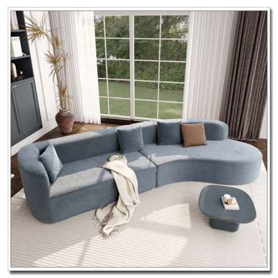 Canapé modulaire courbé de 132 po avec chenille et 4 coussins