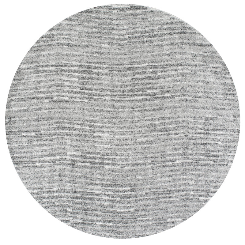 Tapis performance gris transitionnel à motif abstrait Artimas, Rond 7 pi 6 po
