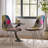 Patchwork Accent Chair Bohemian Style Fabric? Chair With Chromed Legs Geometric Pattern Chair, 18" X 21", Set Of 2